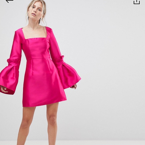 hot pink dress with sleeves